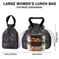thumbnail image 5 of Pioneer Flower Floral Print Pattern Drawstring Lunch Bag Women - Drawstring Lunch Bag Insulated for Work Office - Stain-Resistant Large Lunchbags for Women with Multi-Pockets, 5 of 6