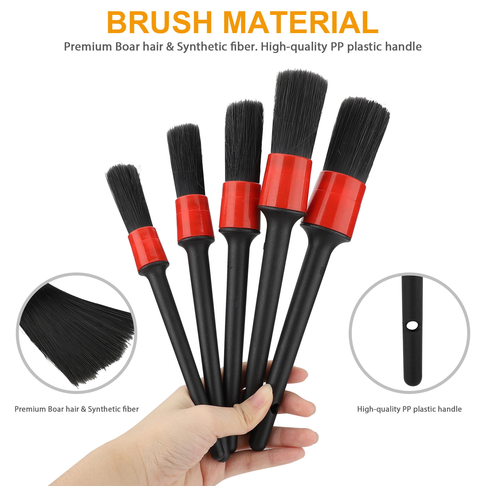 Natural Boar Hair Detail Brush (Set Of 5),Premium Detail Brushes For  Engines, Wheels, Interior, Leather, Trim,Air Vents, Emblems - AliExpress