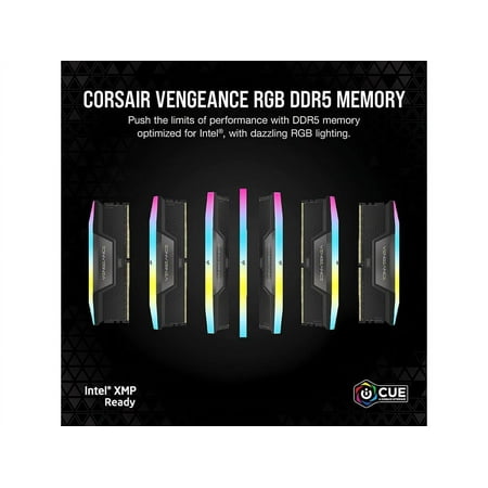 CORSAIR コルセア DDR5-7000MHz デスクトップPC用 VENGEANCE RGB DDR5シリーズ PC5-56000 Intel XMP メモリキット 32GB ブラック 16GB×2枚 CMH32GX5M2X7000C34