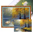 thumbnail image 1 of Hilo Algodón Ecológico Bordado Punto Cruz Impreso Del Lago Los Cisnes 11CT 60x45cm, 1 of 9