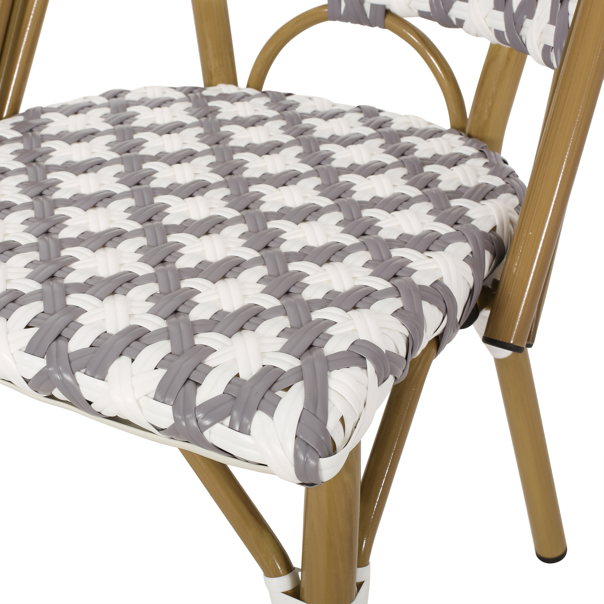 Jordy Outdoor French Bistro Chair , Set of 4, Gray, White, and Bamboo Finish - image 4 of 7