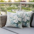 thumbnail image 4 of Spring Floral Pillow Covers 2 Pack White Blue Green Flowers Bottle Oil Painting Pillowcase Waterproof Outdoor Throw Pillow Cover for Patio Garden Square Cushion 18”x18”, 4 of 9