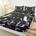 thumbnail image 3 of Manfei Game Console Queen Sheet Sets,Gamer Gaming Flat Sheet,Silver Black Checkered Queen Fitted Sheet,Breathable Bedroom Decorative,4-Piece, 3 of 7