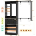 thumbnail image 2 of Homieasy Closet System - 5FT Closet System with Drawers, 60" Closet Organizer System with 2 Hanging Shelving, Reversible Wall-mount Closet Systems for Walk-in Closets Area,Black, 2 of 8