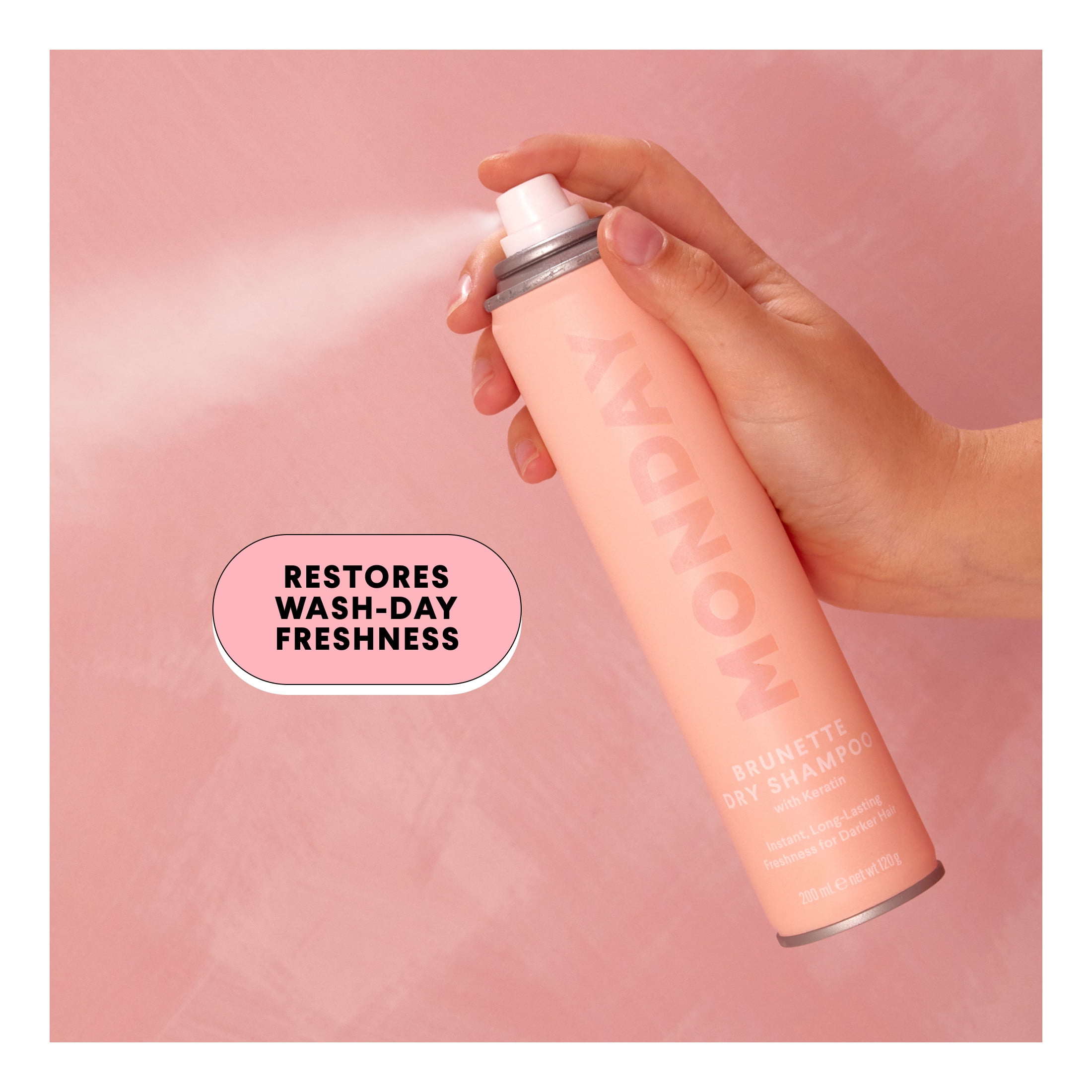 MONDAY Haircare Brunette Dry Shampoo with Keratin, Oil-Absorbing Ideal for Darker Hair 200 ml