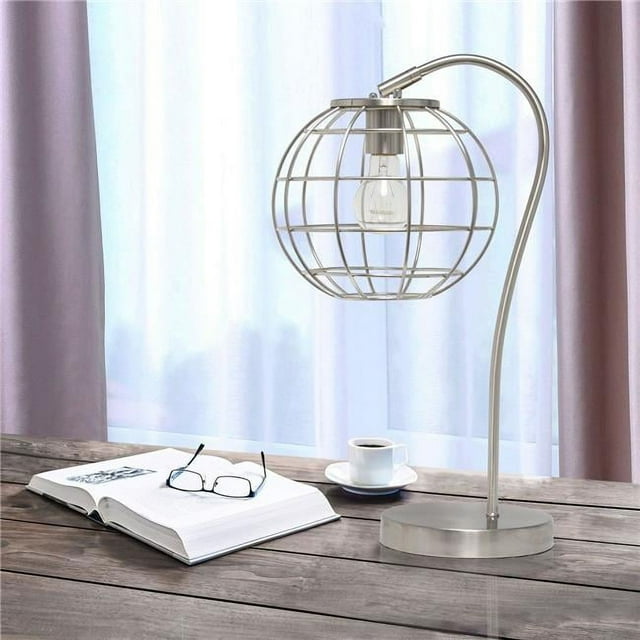 All the Rages LHT-5061-BN Lalia Home Arched Metal Cage Table Lamp, Brushed Nickel