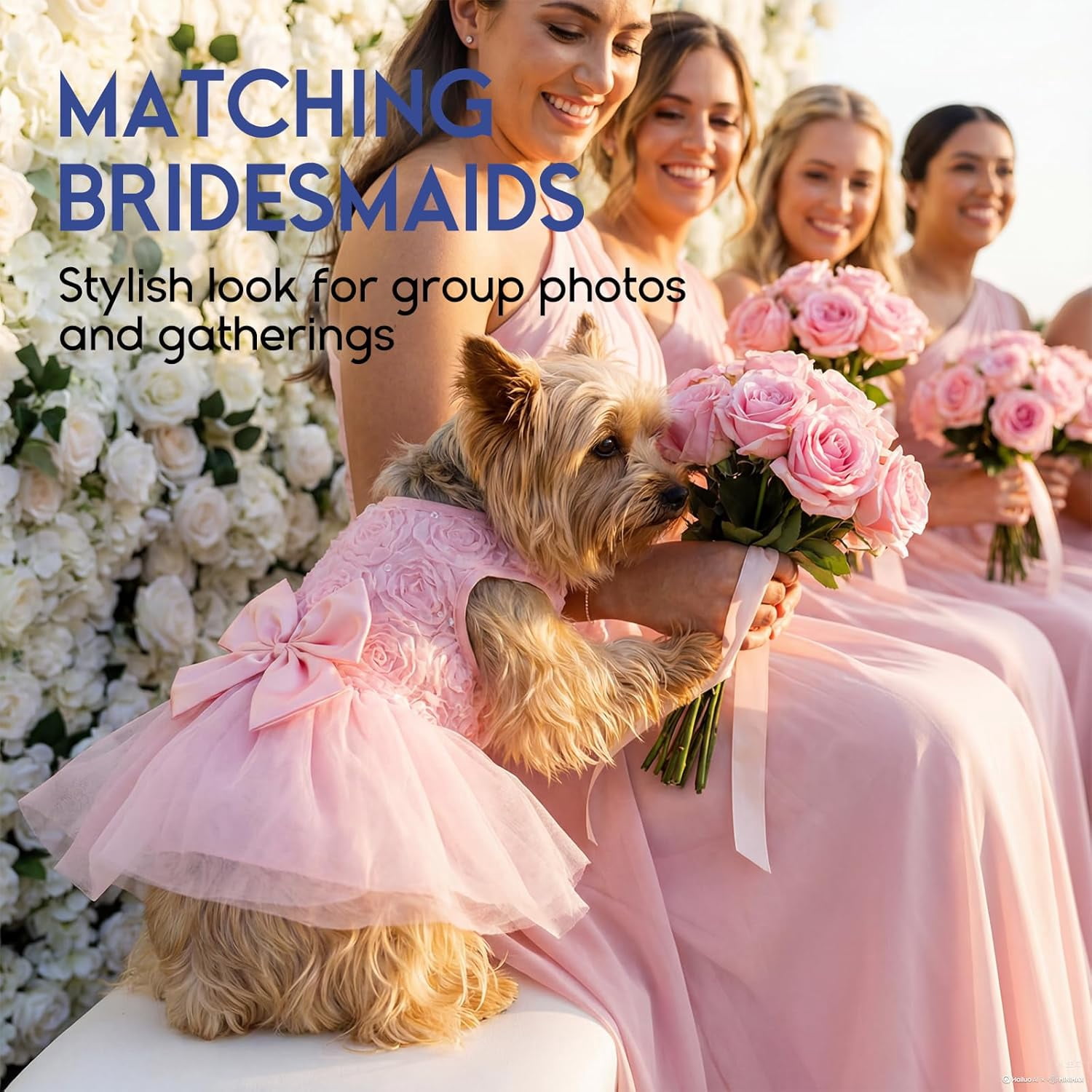 Petbb Dog Dress Pet Wedding Dress Princess Lace Puppy Birthday Party Outfit Formal Apparel Girl for Small Medium Dogs Cats (Small, Pink)