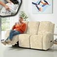 thumbnail image 5 of ZIATUBLES Recliner Cover for 3 Cushion Reclining Sofa, 8 PCS Stretch Recliner Couch Covers with Storage Pockets, Soft Fitted Furniture Protector for Living Room Decor, Beige Spider Web, 5 of 9