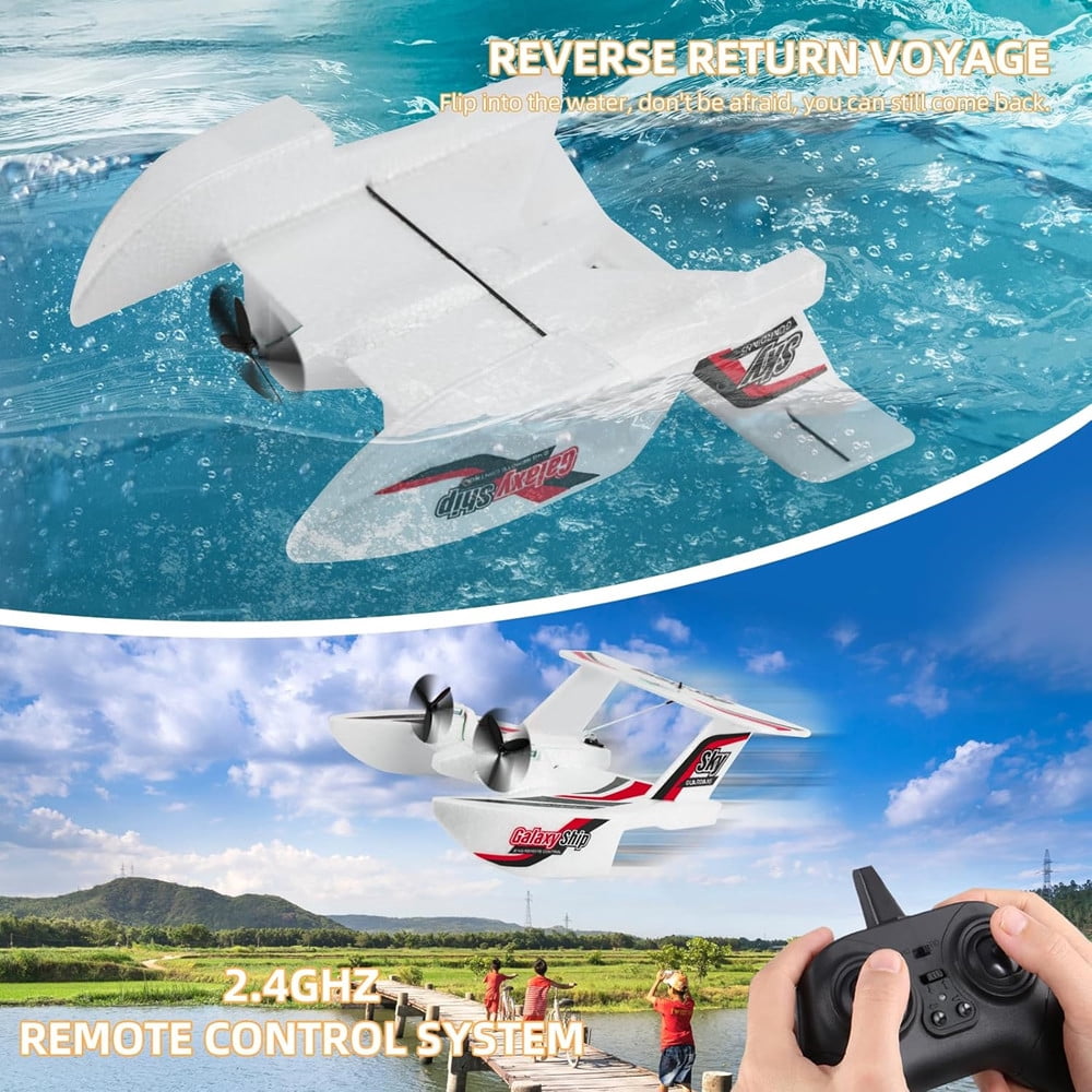 Roofworld RC Plane Boat KF603 2.4G 3CH Sea And Air RC Glider EPP Foam Water Land Flying Airplane Toys Gift(red)