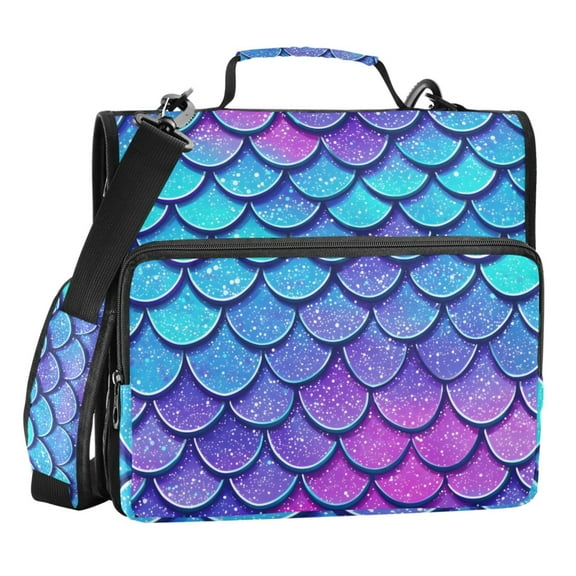 ALAZA Zipper Binder Blue Dragon Scales 3 Ring Trapper Keeper File Folder Organizer Bag