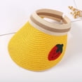 thumbnail image 2 of Kids Straw Sun Visor Hat with Fruit Embroidery Wide Brim Open Top Cap for Toddlers and Boys Summer Beach Outdoor, 2 of 4