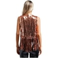 thumbnail image 3 of Eandarui Womens Sequin Sleeveless Fringe Tassel Vest Sleeveless Open Front Cardigan Rave Party Gold S, 3 of 4