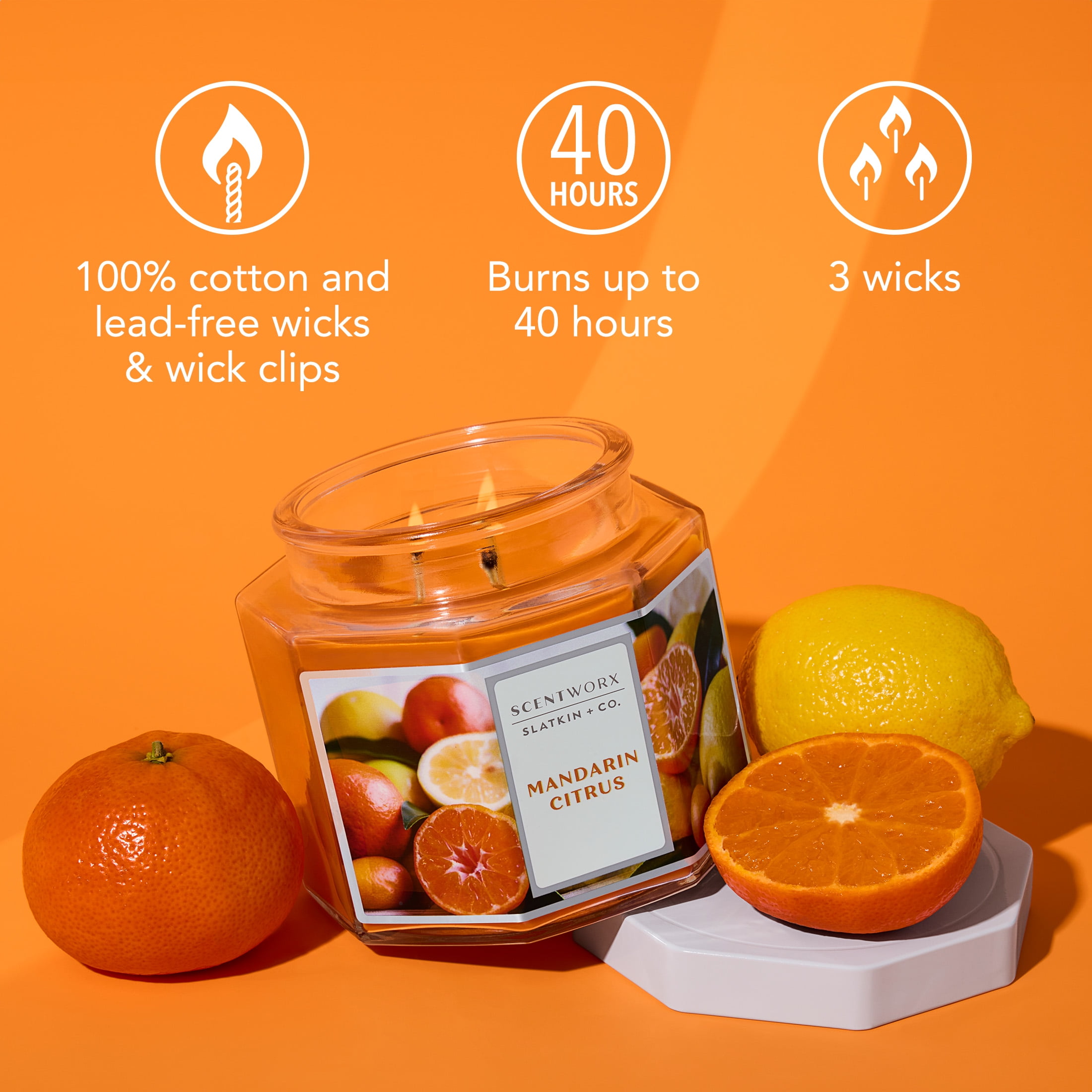 Scentworx 14.5 oz Mandarin Citrus 3-Wick Jar Candle by Slatkin
