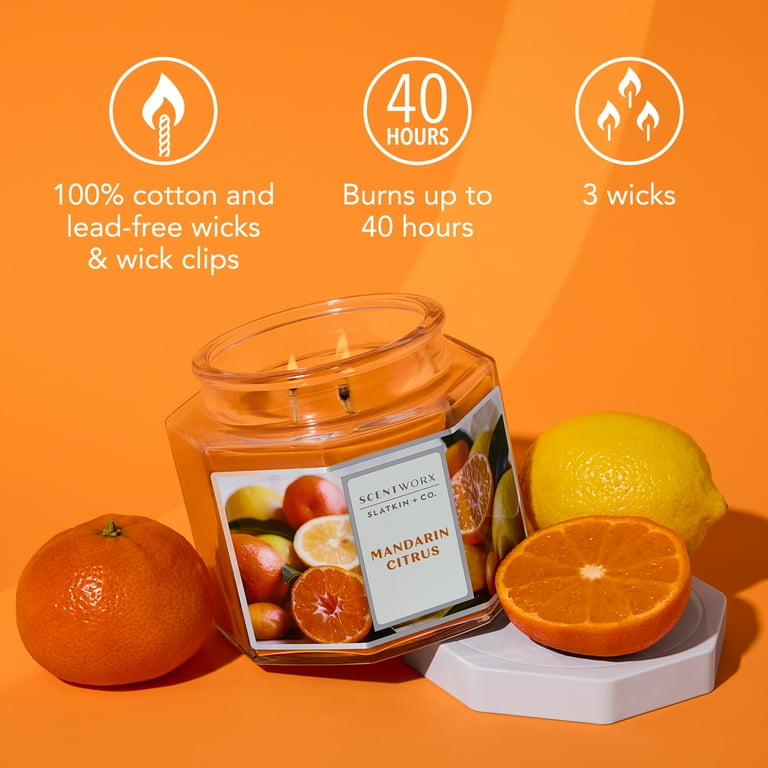 Scentworx 14.5 oz Mandarin Citrus 3-Wick Jar Candle by Slatkin