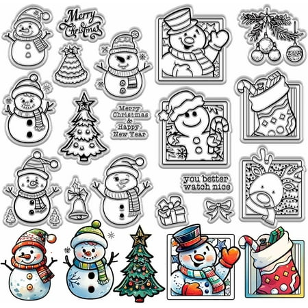 1 Set Plastic Stamps Set for DIY Scrapbooking Photo Album Decorative Cards Making Stamp Sheets Snowman 160x110mm 2sheets/set Craft Supplies