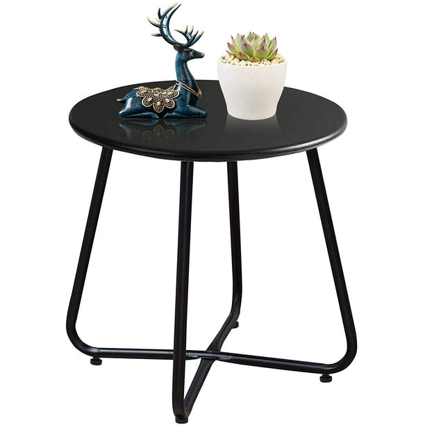 Sunyplay Patio Side Table Small Round Metal Outdoor Weather Resistant End For Yard Balcony Garden Black Com Sunyplay Patio Side Table Small Round, Small Black Round Outdoor Side Table