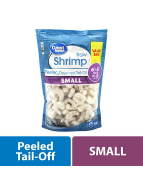 Great Value Frozen Raw Small Peeled Deveined Tailoff Shrimp, 24 oz (60-80 Count per lb)