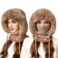 thumbnail image 2 of 3 In 1 Beanie Hat for Women Fashion Clothing Women's Hats & Caps Face Mask Cozy Winter Scarves Khaki, 2 of 9