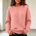 thumbnail image 5 of yillto Womens Cable Knit Sweater Top Long Sleeve Crewneck Pullover Warm Fall Winter Loose Sweaters Tops, 5 of 7