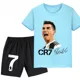 thumbnail image 2 of 2024 Ronaldo, jugador de fútbol CR7, ropa estampada para niños, conjunto de 2 piezas de camiseta informal y pantalones cortos, moda de verano para niños, trajes deportivos, 2 of 4