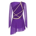 thumbnail image 4 of HULIJA Figure Skating Dress for Women Sheer Mesh Asymmetrical Skirt Leotard Lyrical Dance Dress Purple S, 4 of 7