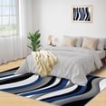 thumbnail image 2 of Blue Grey White Rugs For Living Room, Stripes Wave Rugs For Bedroom, Ultra Soft Non-Slip Short Pile Carpet For Kids Room Under Kitchen Table Office Bedside, 2 of 7
