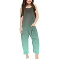 thumbnail image 4 of MIXUE Girls Jumpsuits & Rompers Summer Gradient Print Spaghetti Strap V Neck Sleeveless Loose Fit Casual With Pockets Bodysuits Sportwear,Green,13-14 Years, 4 of 6