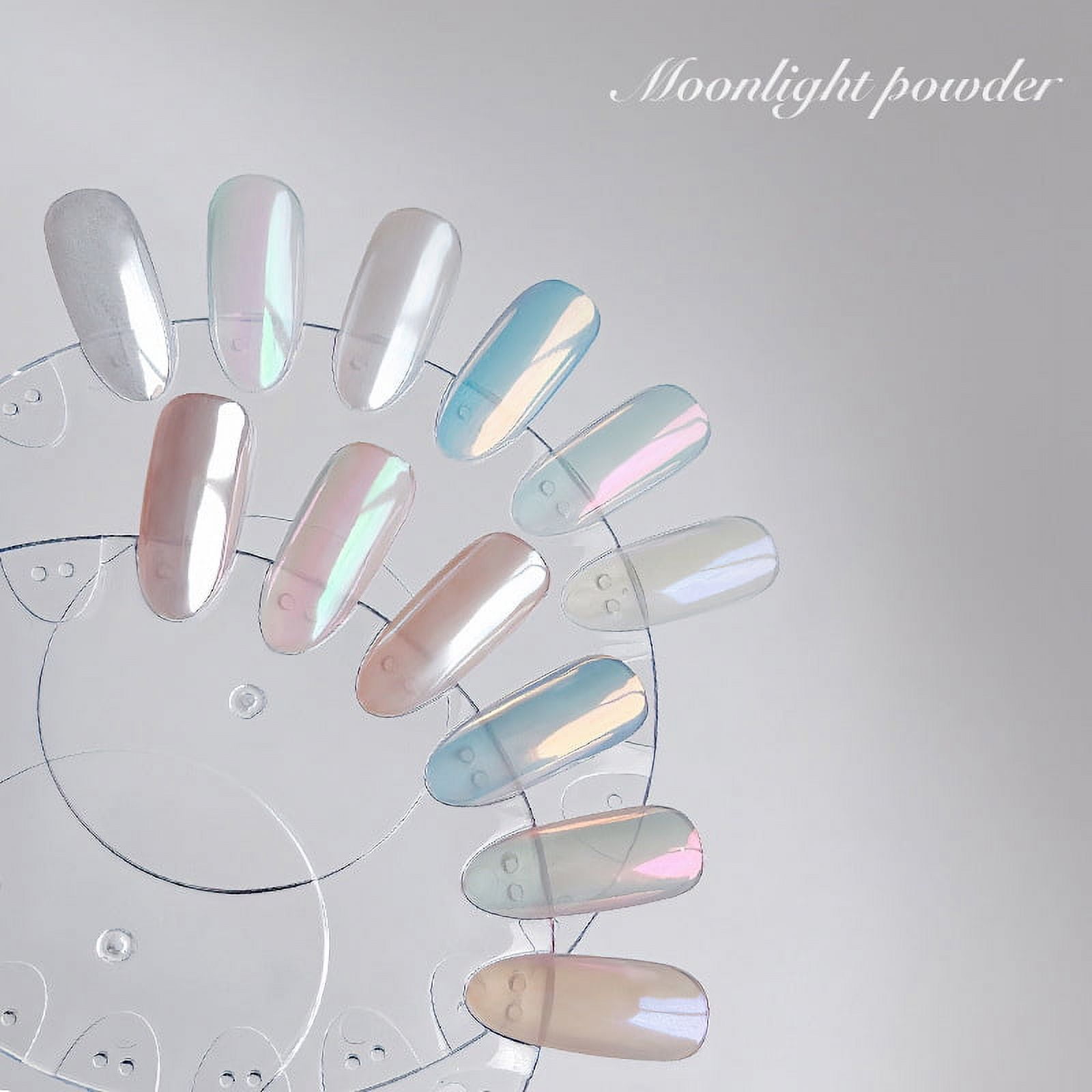 6 Colors Moonlight Pearl Aurora Nail Powder + 9 black white gel nail polish -Metallic Chrome Nail Powder-Mermaid Iridescent Holographic Mirror Powder- Glitter Pigment Manicure Powder
