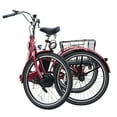 thumbnail image 2 of Folding Electric Tricycle, 350W 7-Speed Electric Trike for Adults, 26 in. 3 Wheel Electric Bike for Seniors with 36V 13Ah Battery, Step-Through e-Trike with Parking Brake & Rear Basket, Red, 2 of 18