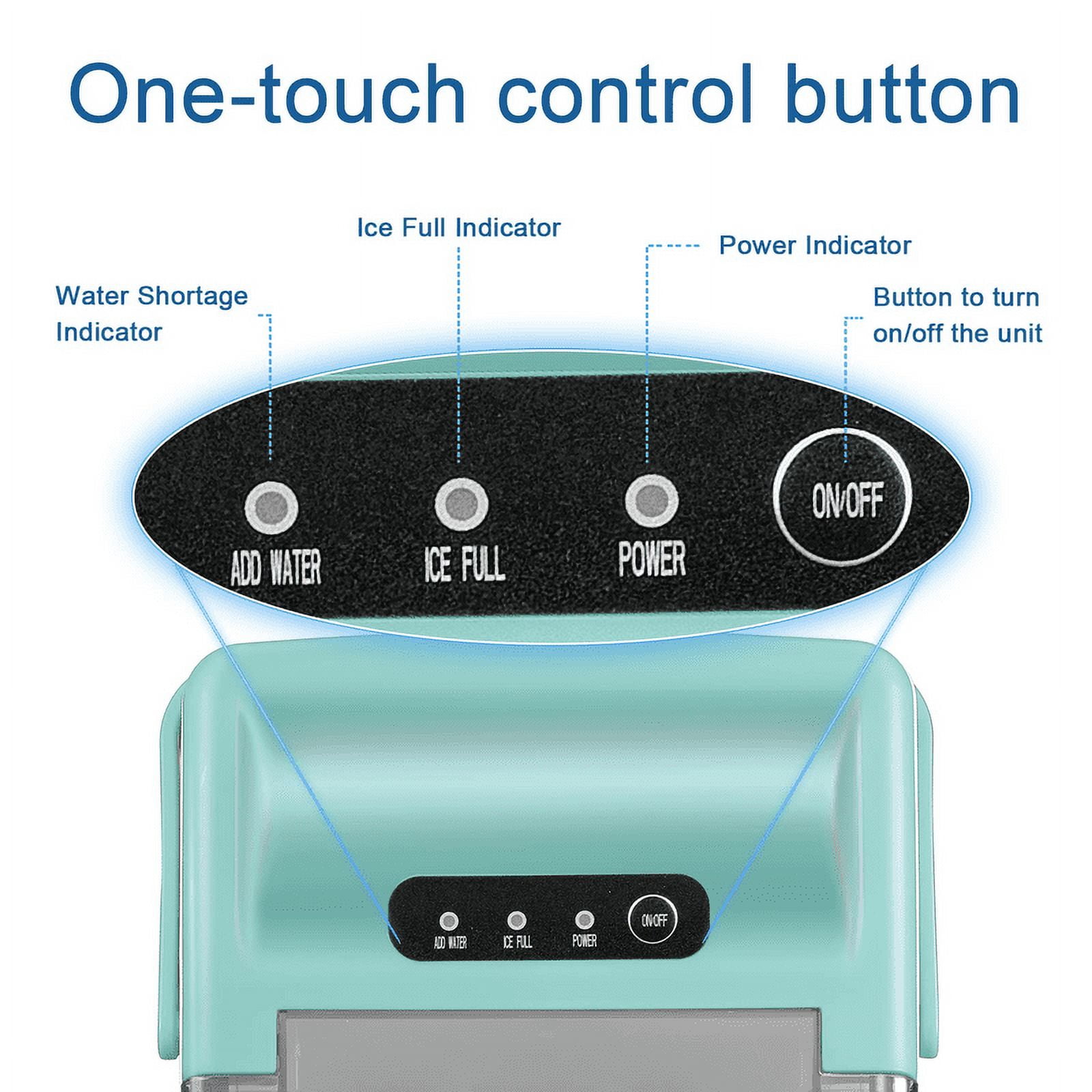 YUKOOL Desktop Ice Maker,Portable,9pcs/6-13min,26lbs/24H,Self Cleaning,With Ice Scoop,Green