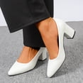 thumbnail image 4 of Xfvqtps Womens Pointed Toe Block Heel Pumps Slip On Work Shoes Faux Leather Professional Pumps Low Heel Dress Shoes for Office Business Casual and Everyday Wear, 4 of 9