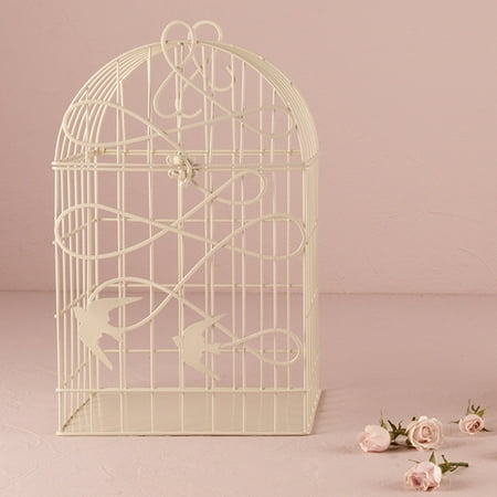 Decorative Wishing Well - Modern Decorative Birdcage with Birds in Flight White Wedding Wishing Well