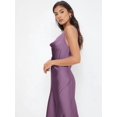 thumbnail image 3 of Purple Satin Draped Cowl Neck Slip Dress, Long Sleeveless Camisole For Evening, Wedding Guest Or Elegant Occasions, 3 of 6