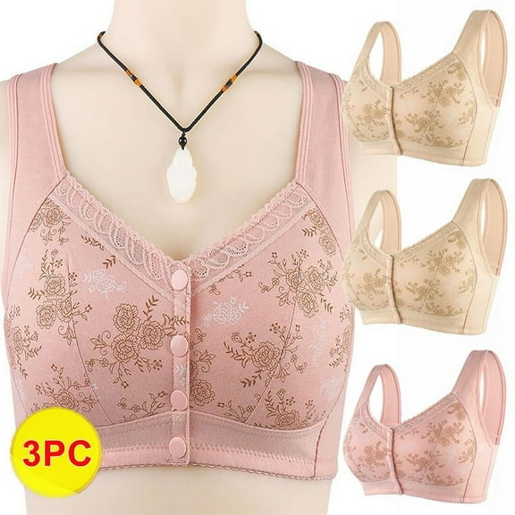 Xuncatan Daisy Bra for Seniors Front Closure Button Convenient Comfortable Lace Breathable Bras for Older Women No Underwire Christmas gifts