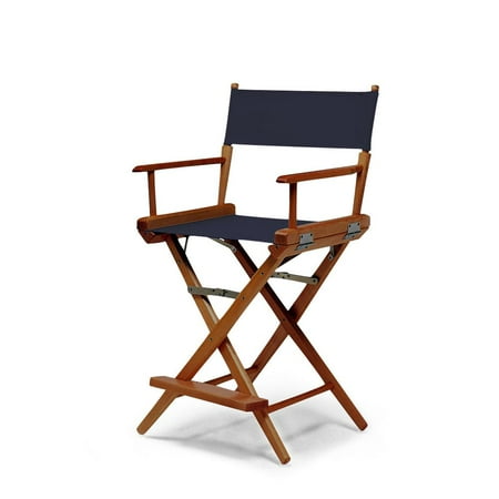 Balcony Chairs Online Telescope Casual World Famous Balcony Height Director Chair With Walnut Stain Finish and Navy Fabric ()