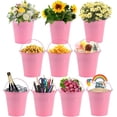 thumbnail image 4 of UDIYO 2Pcs Galvanized Metal Buckets with Handle Mini Round Flower Pot Plant Basket for Small Plant and Candy Snack and Home Party Decoration, Yellow/Blue/Pink/Red and so on, 4 of 8