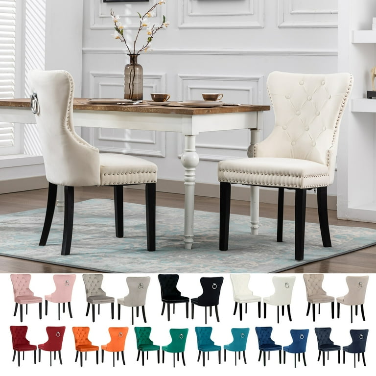 Polytrends Grandview Tufted Wingback Dining Chair Set of 4 with