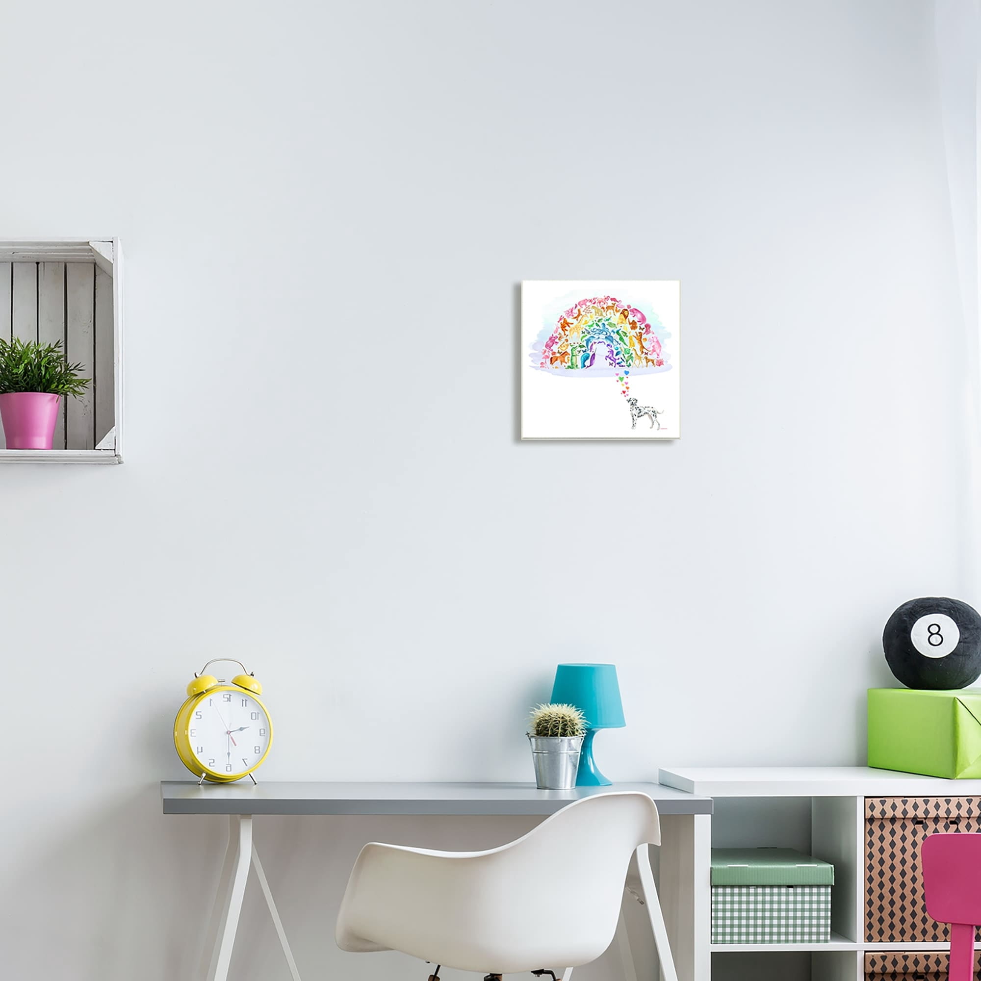 Stupell Industries Bright Rainbow Animals Dalmatian Dream Arch Shape Graphic Art Unframed Art Print Wall Art, Design by Dishique