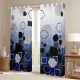 thumbnail image 2 of Erosebridal Abstract Honeycomb Hexagon Black Out Curtains,Gradient Minimalist Geometric Square Curtains Pack of 2 (42x63 Each) For Teens Boys Girls,Black Blue, 2 of 6