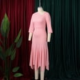 thumbnail image 4 of AURA Plus Size Asymmetrical Neck Bodycon Midi Dress High Waist Fishtail Hem 3 4 Sleeve Elegant Office Dress, 4 of 10