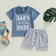 thumbnail image 2 of Xudanell Baby Boys Summer Clothes Daddys/Mamas Boy Matching Outfit Round Neck T-Shirts Shorts 2pcs Set Blue 12-18 Months, 2 of 3