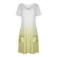 thumbnail image 4 of YHAJDS Women's Summer Casual T Shirt Dresses Short Sleeve Color V Neck Casual, 4 of 5