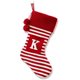 thumbnail image 1 of Medias navideñas bordadas con monograma inicial de 15,8 x 7,8 pulgadas, medias navideñas tejidas a rayas con letras rojas, blancas y verdes para decoración familiar, fiestas y chimeneas de Navidad., 1 of 5
