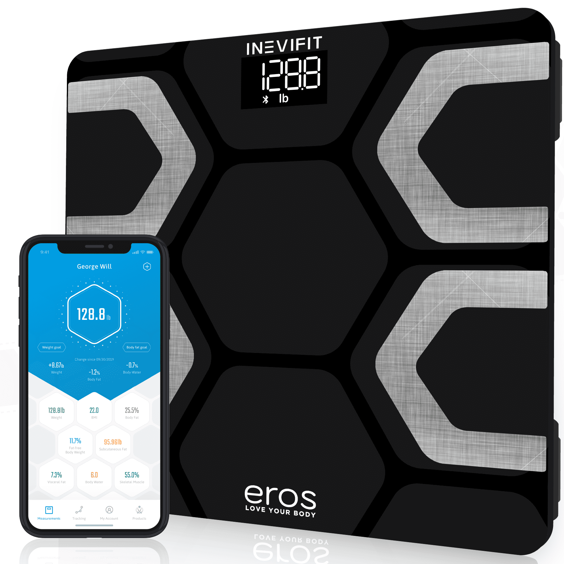Eros Bluetooth Smart Body Fat Scale with Free Tracking Eros Scale APP