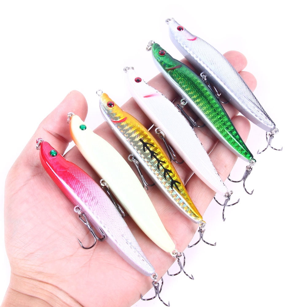 HENGJIA Fishing Lures for Bass Trout, Pencil Popper Fishing Lure for Bass Catfish Pike Perch,  Sinking Lifelike Swimming Lures Hard Bait for Freshwater Saltwater