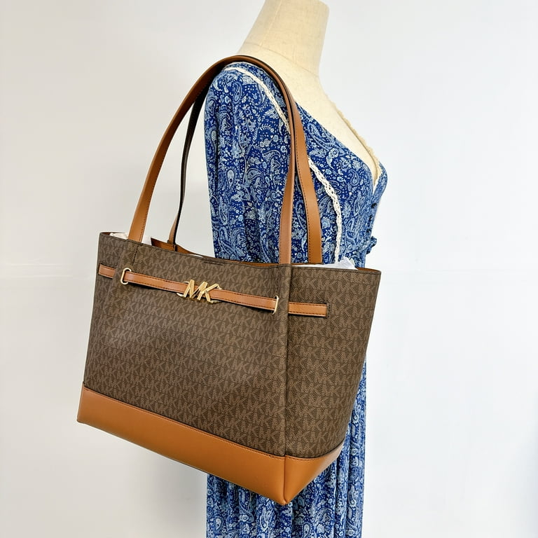 Michael Kors Signature Reed Large Belted Logo Tote in Brown