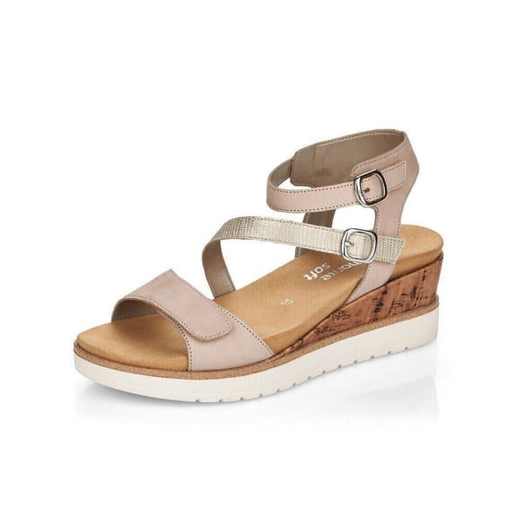 Remonte Women's R6156-60 Lolita Wedge Heel Ankle Strap Sandals, Beige, Size EU 41