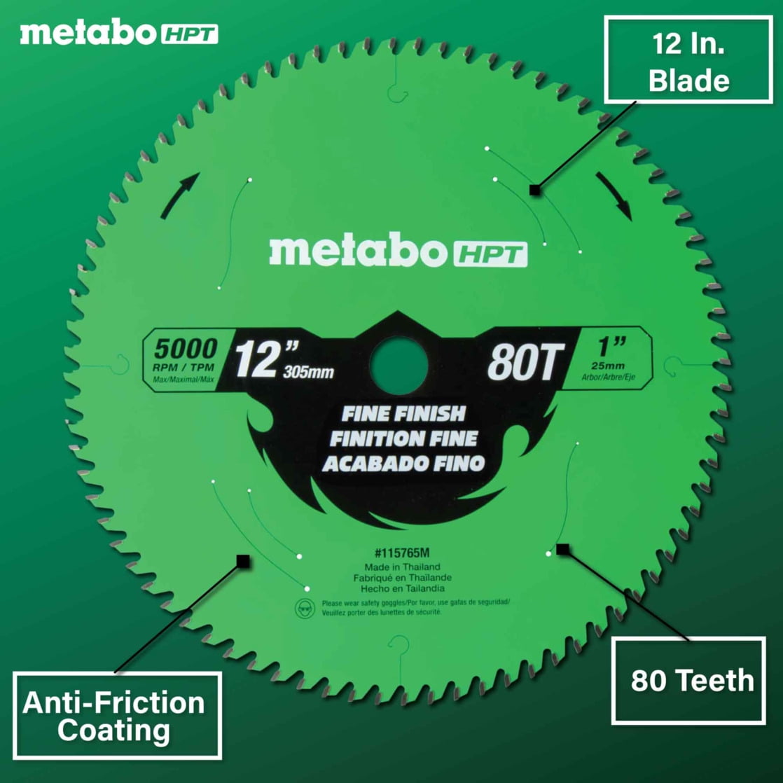 Metabo HPT 12-In Saw Blade for Miter Saw, 80-Tooth, 115765M