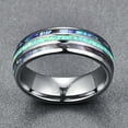 thumbnail image 4 of NUNCAD Men's 8mm Tungsten Carbide Ring Green Opal and Abalone Shell Wedding Engagement Ring, 4 of 5