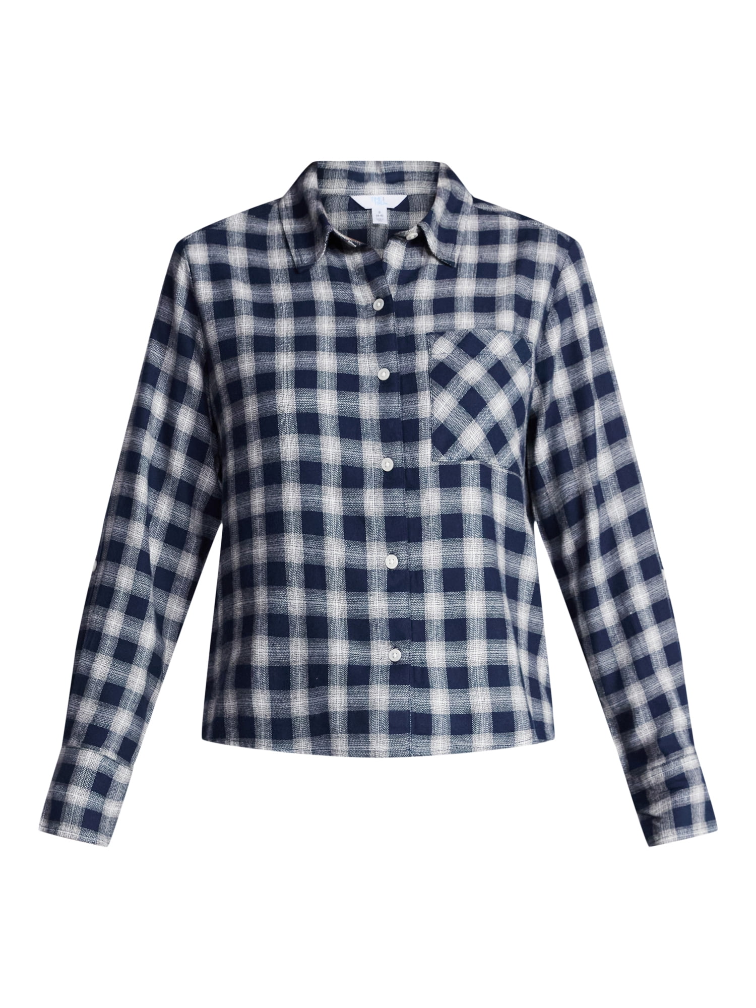 Time and Tru Women's Cropped Flannel Shirt, Sizes XS-XXXL